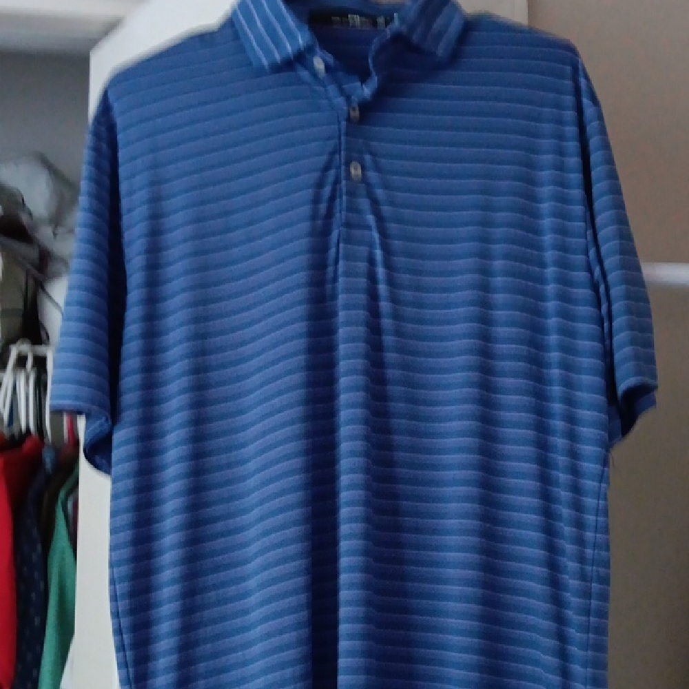 RLX Ralph Lauren Mens Blue Purple Striped Golf Performance Polo Shirt Size M